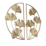 Golden Ginkgo Leaf Wall Hanging Decor Golden Iron Art Wall Sculpture Wall Decor for Living Room Office Study - Rear View