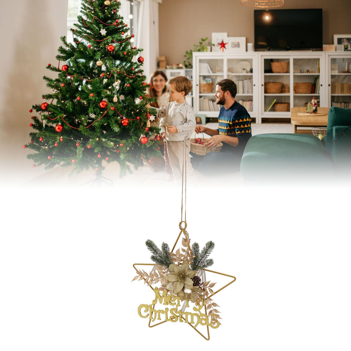 Christmas Hanging Decorative Wreath Handmade Unique Pine Cone Wall Decoration for Birthday Holiday Room Decorations 6127