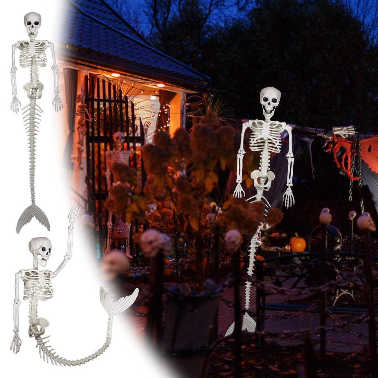 Halloween Skeleton Decoration Realistic Scary Skeleton Figurine Ornament for Haunted House Party Outdoor