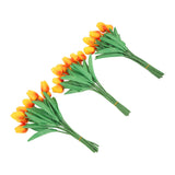 30pcs Artificial Tulips Flowers Innovative Simulation Hand Crafted PU Fake Tulips for Home Wedding Party Decor Sunset Red