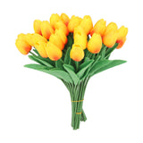 30pcs Artificial Tulips Flowers Innovative Simulation Hand Crafted PU Fake Tulips for Home Wedding Party Decor Sunset Red