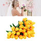 30pcs Artificial Tulips Flowers Innovative Simulation Hand Crafted PU Fake Tulips for Home Wedding Party Decor Sunset Red