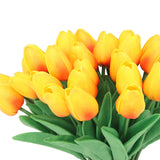 30pcs Artificial Tulips Flowers Innovative Simulation Hand Crafted PU Fake Tulips for Home Wedding Party Decor Sunset Red - Extra Image