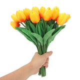 30pcs Artificial Tulips Flowers Innovative Simulation Hand Crafted PU Fake Tulips for Home Wedding Party Decor Sunset Red - Extra Image