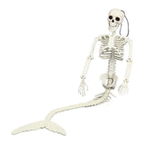 Life Size Skeleton Mermaid Halloween Outdoor Decorations Movable Posable Joints Realistic Full Body Skeleton Mermaid Props - Low Angle