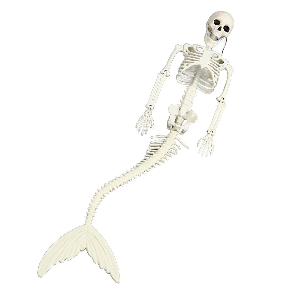 Life Size Skeleton Mermaid Halloween Outdoor Decorations Movable Posable Joints Realistic Full Body Skeleton Mermaid Props