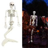Life Size Skeleton Mermaid Halloween Outdoor Decorations Movable Posable Joints Realistic Full Body Skeleton Mermaid Props