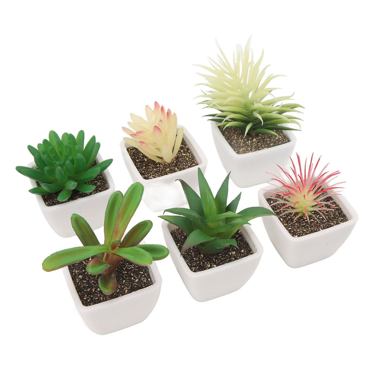 6PCS Potted Artificial Succulents Artificial Plants in Pots Plastic Fake Home Plant Decor for Living Room Office