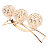 Crystal Candle Holder 3 Heads Windproof European Style Stable Durable Gold Candle Holder for Wedding Party New Year - Front View