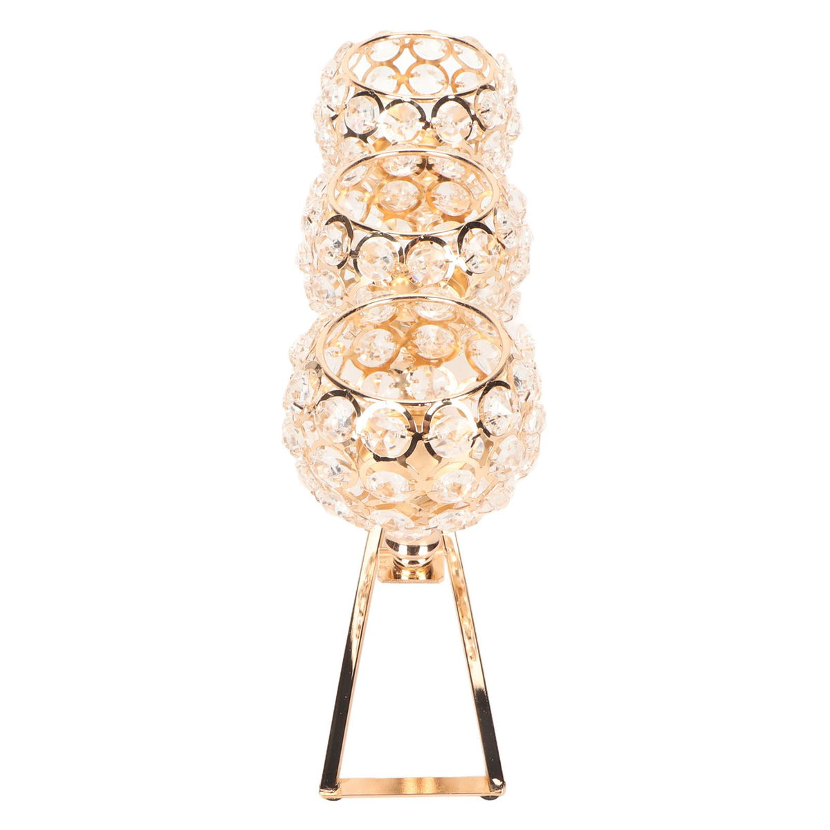 Crystal Candle Holder 3 Heads Windproof European Style Stable Durable Gold Candle Holder for Wedding Party New Year