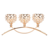 Crystal Candle Holder 3 Heads Windproof European Style Stable Durable Gold Candle Holder for Wedding Party New Year