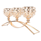 Crystal Candle Holder 3 Heads Windproof European Style Stable Durable Gold Candle Holder for Wedding Party New Year