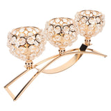 Crystal Candle Holder 3 Heads Windproof European Style Stable Durable Gold Candle Holder for Wedding Party New Year
