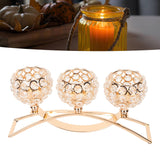 Crystal Candle Holder 3 Heads Windproof European Style Stable Durable Gold Candle Holder for Wedding Party New Year - Extra Image