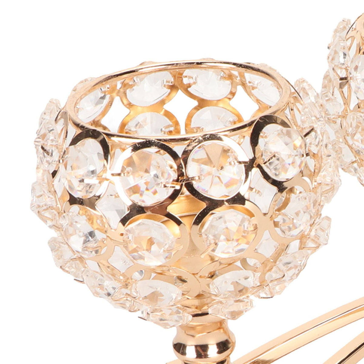 Crystal Candle Holder 3 Heads Windproof European Style Stable Durable Gold Candle Holder for Wedding Party New Year
