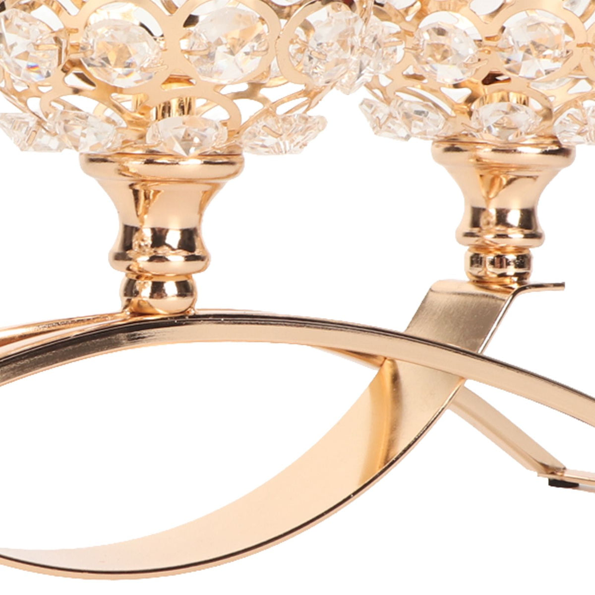 Crystal Candle Holder 3 Heads Windproof European Style Stable Durable Gold Candle Holder for Wedding Party New Year