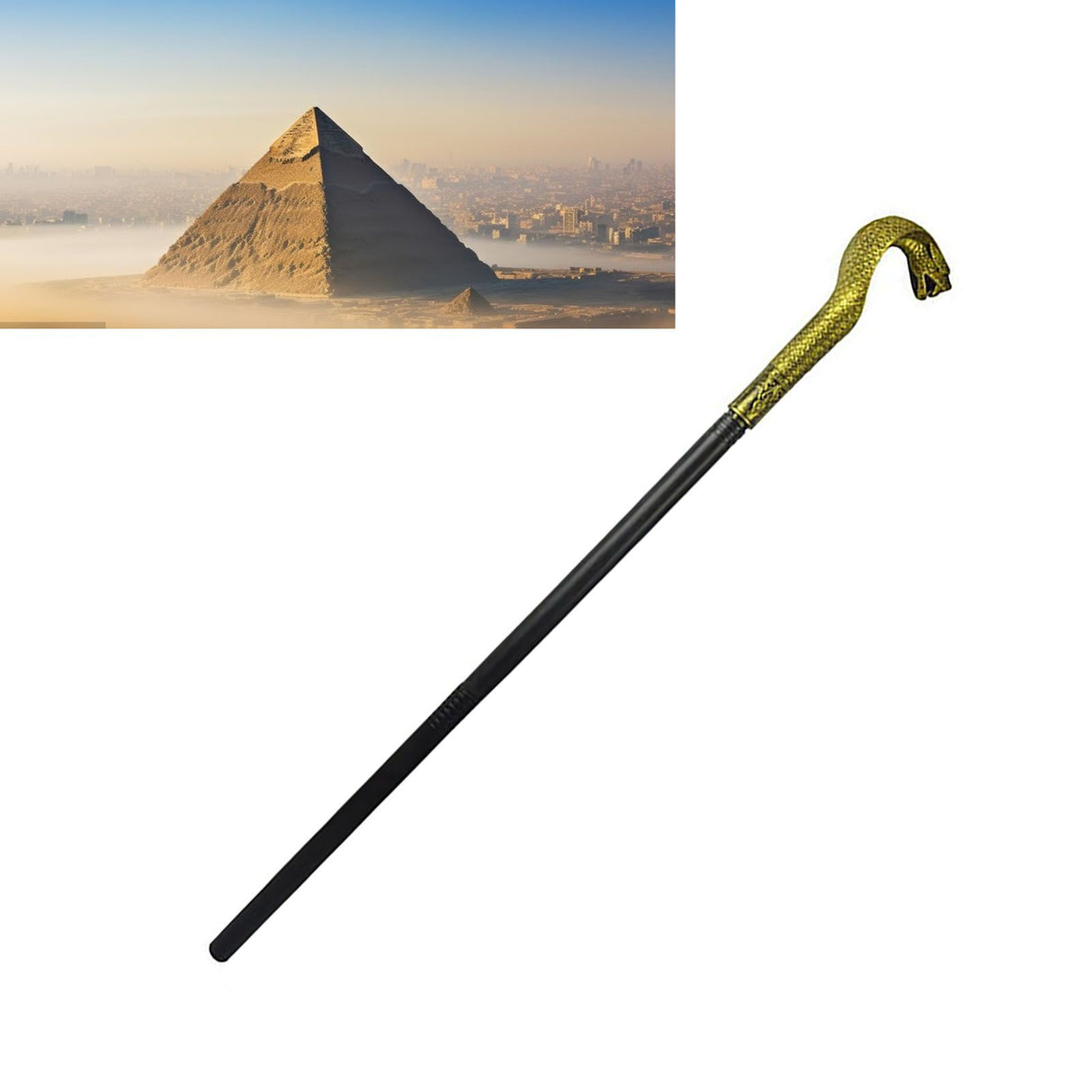 Mystical Pharaoh Accessory Ancient Egyptian Style Staff Scepter Costume Accessory Prop for Halloween Dress Up Parties Golden Snake Head
