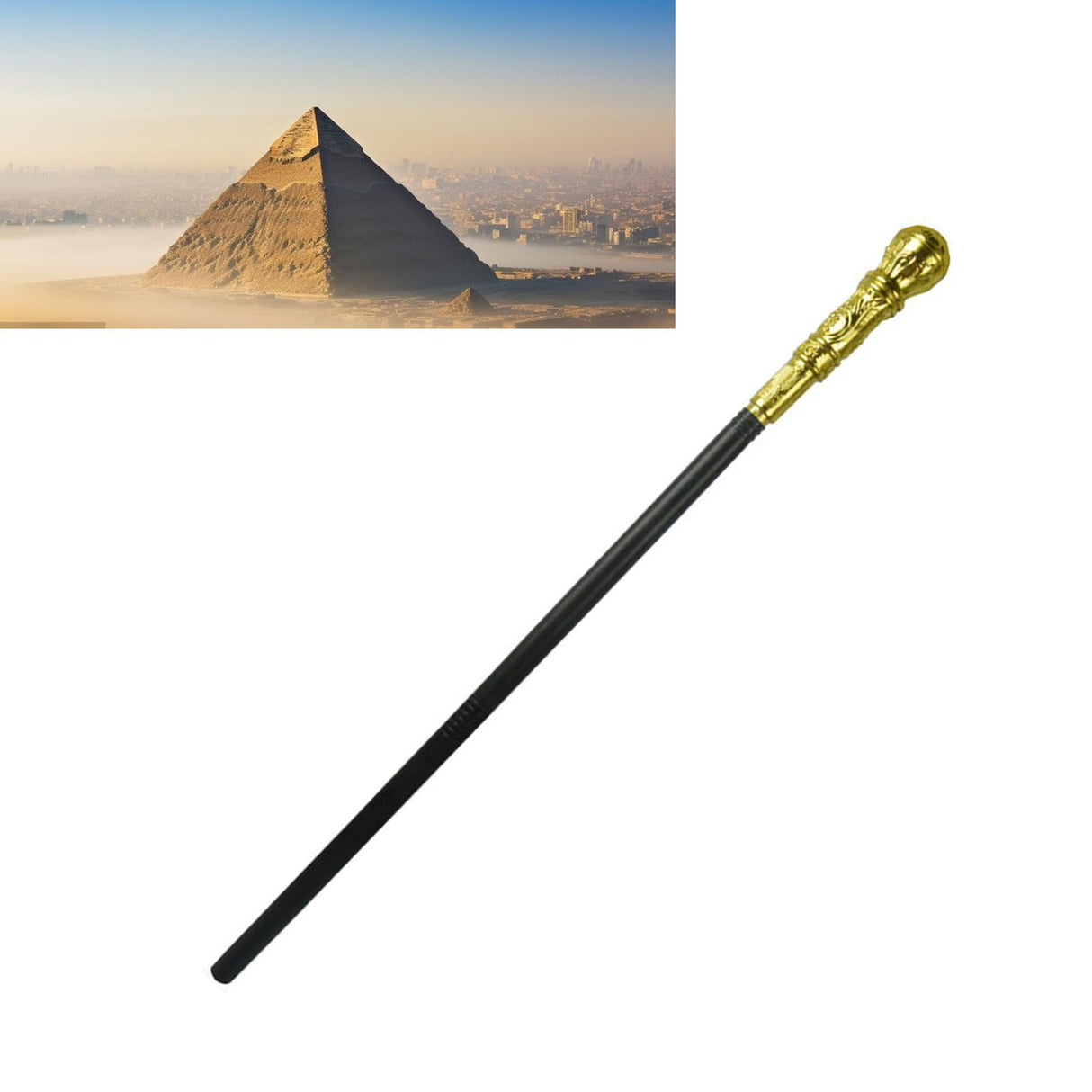 Mystical Pharaoh Accessory Ancient Egyptian Style Staff Scepter Costume Accessory Prop for Halloween Dress Up Parties Golden Round Head