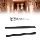 Mystical Pharaoh Accessory Ancient Egyptian Style Staff Scepter Costume Accessory Prop for Halloween Dress Up Parties Silver Round Head - Low Angle