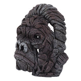Gorilla Head Sculpture 6.3in Animal Head Figurine Resin Hollow Out Design Statue Decor for Living Room Office Bookshelf - Top-Down View