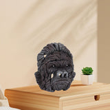 Gorilla Head Sculpture 6.3in Animal Head Figurine Resin Hollow Out Design Statue Decor for Living Room Office Bookshelf
