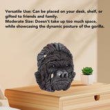 Gorilla Head Sculpture 6.3in Animal Head Figurine Resin Hollow Out Design Statue Decor for Living Room Office Bookshelf