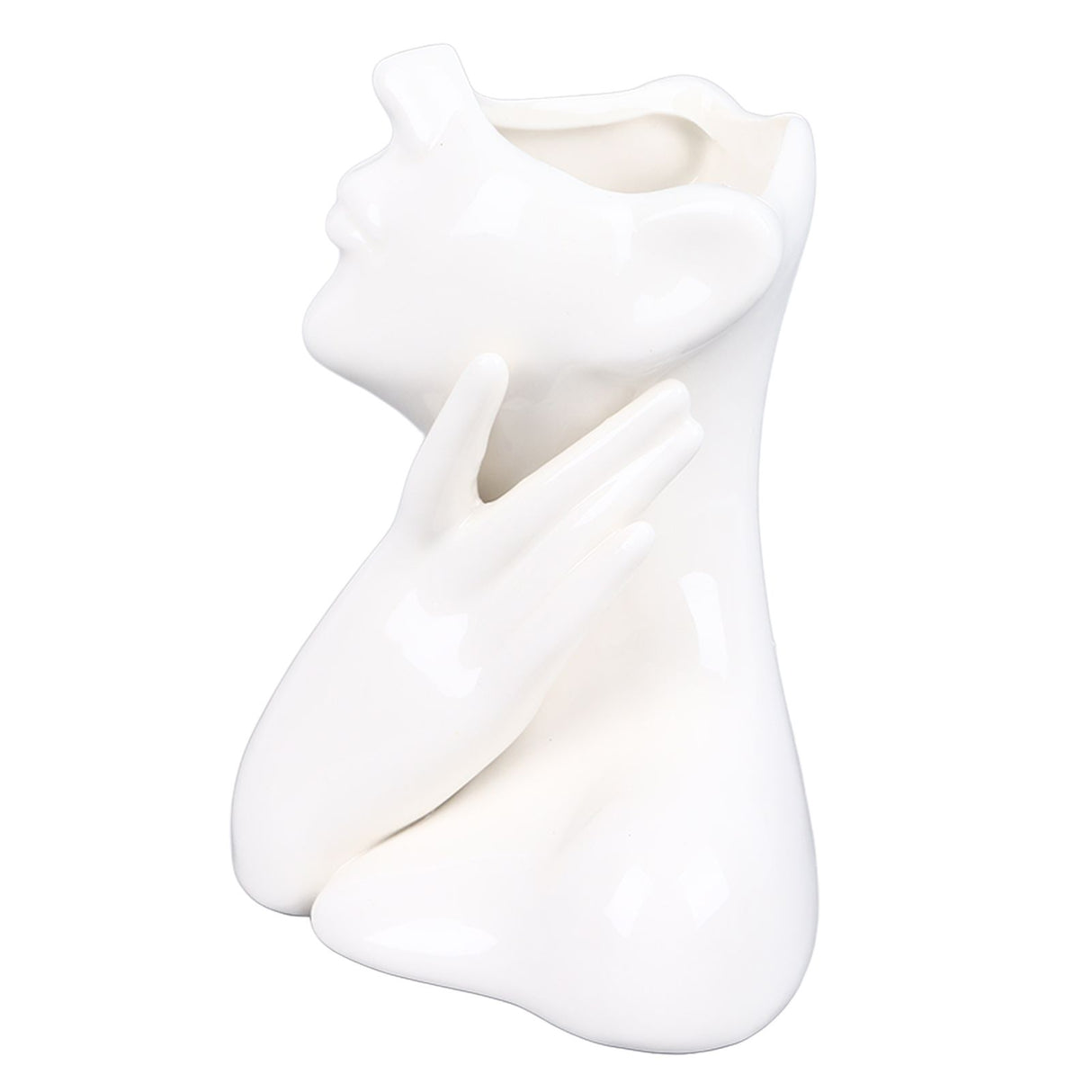 Female Face Vase Nordic Style Elegant Flower Vase Smoothly Ceramic Flower Vase Decoration for Living Room Garden