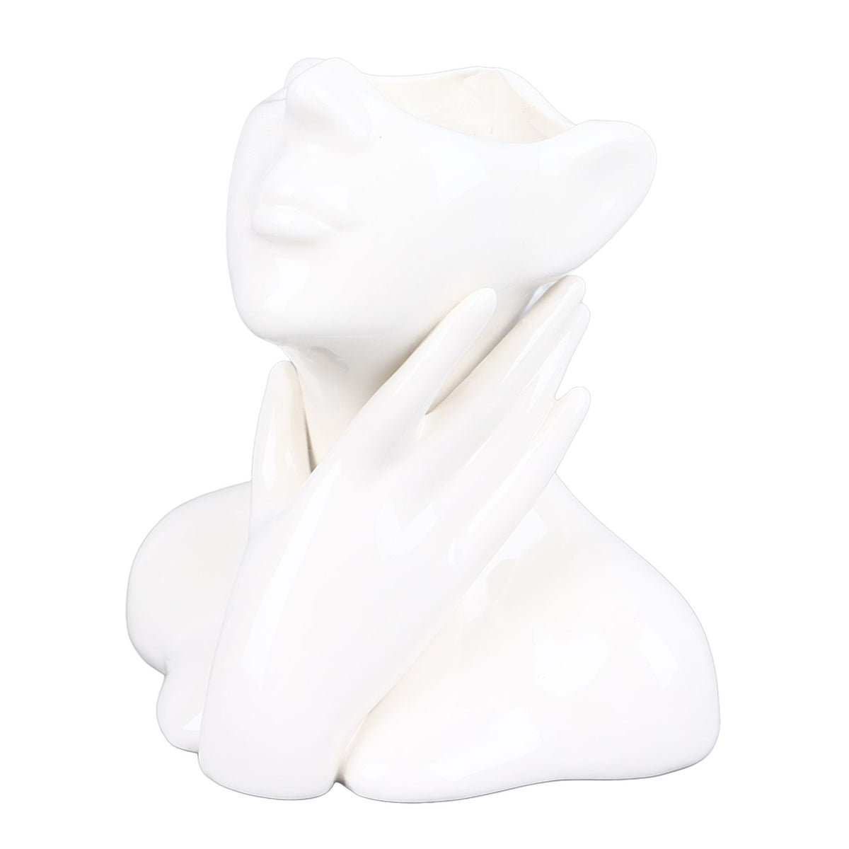 Female Face Vase Nordic Style Elegant Flower Vase Smoothly Ceramic Flower Vase Decoration for Living Room Garden