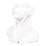Female Face Vase Nordic Style Elegant Flower Vase Smoothly Ceramic Flower Vase Decoration for Living Room Garden - Side View