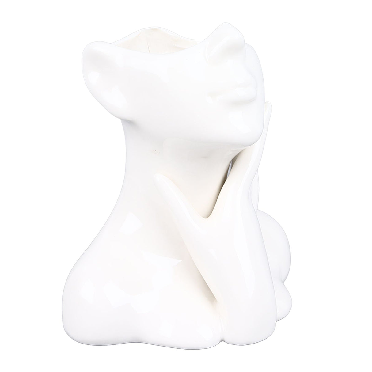 Female Face Vase Nordic Style Elegant Flower Vase Smoothly Ceramic Flower Vase Decoration for Living Room Garden