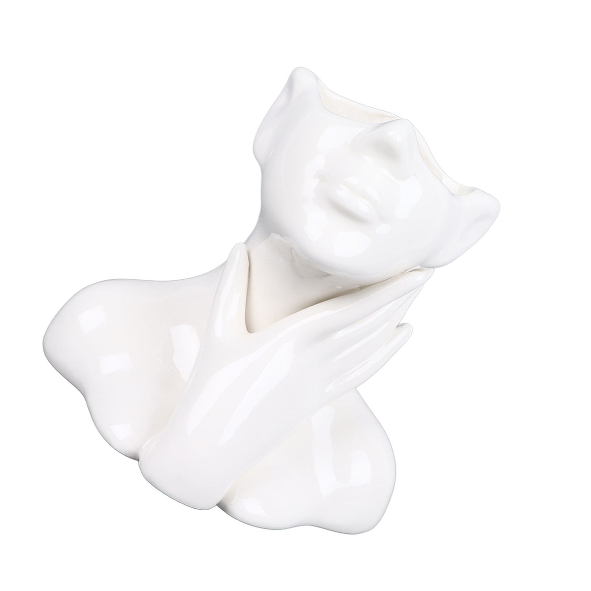 Female Face Vase Nordic Style Elegant Flower Vase Smoothly Ceramic Flower Vase Decoration for Living Room Garden
