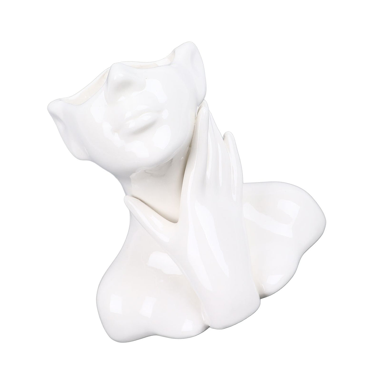 Female Face Vase Nordic Style Elegant Flower Vase Smoothly Ceramic Flower Vase Decoration for Living Room Garden