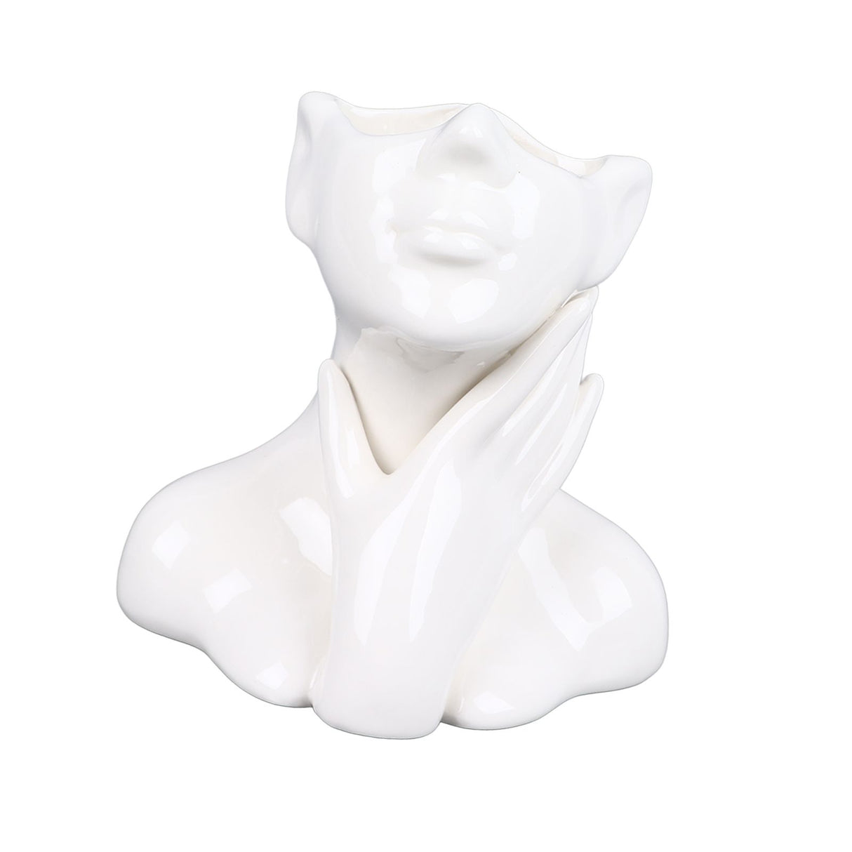Female Face Vase Nordic Style Elegant Flower Vase Smoothly Ceramic Flower Vase Decoration for Living Room Garden