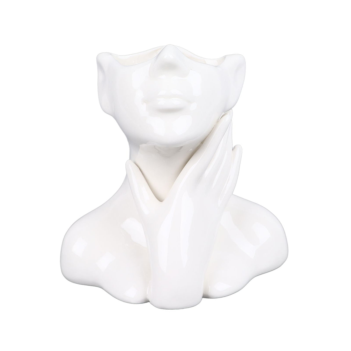 Female Face Vase Nordic Style Elegant Flower Vase Smoothly Ceramic Flower Vase Decoration for Living Room Garden