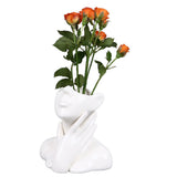 Female Face Vase Nordic Style Elegant Flower Vase Smoothly Ceramic Flower Vase Decoration for Living Room Garden