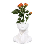 Female Face Vase Nordic Style Elegant Flower Vase Smoothly Ceramic Flower Vase Decoration for Living Room Garden