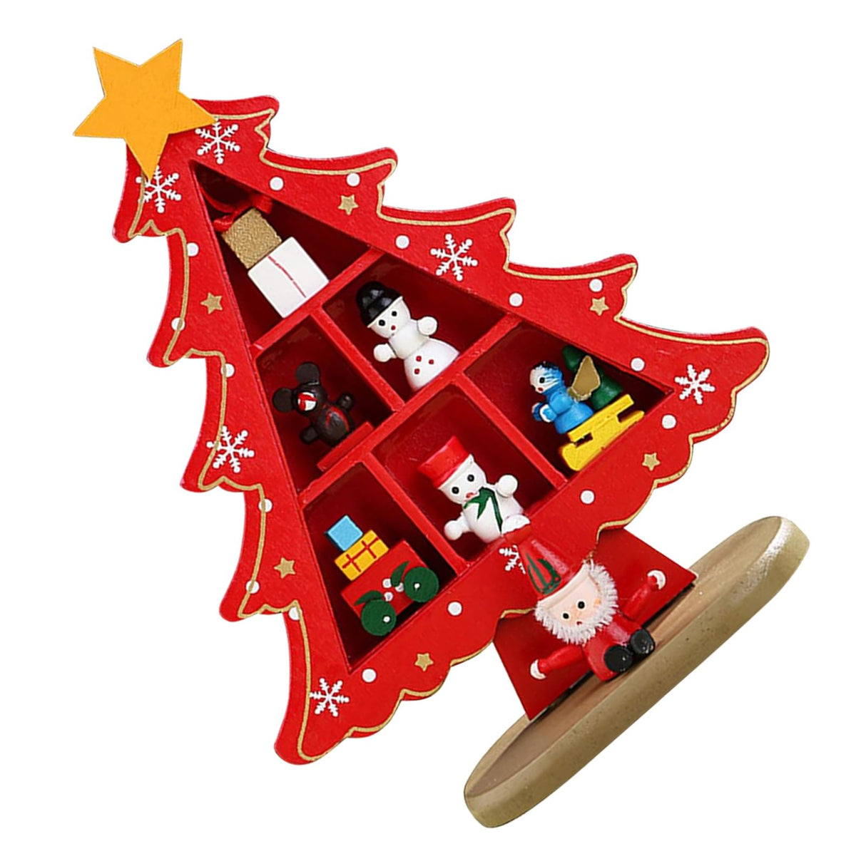 Tabletop Wooden Christmas Tree Exquisite Mini Conveniently Placed Desktop Christmas Tree Decor for Shopping Mall Hotel Christmas Decoration Red
