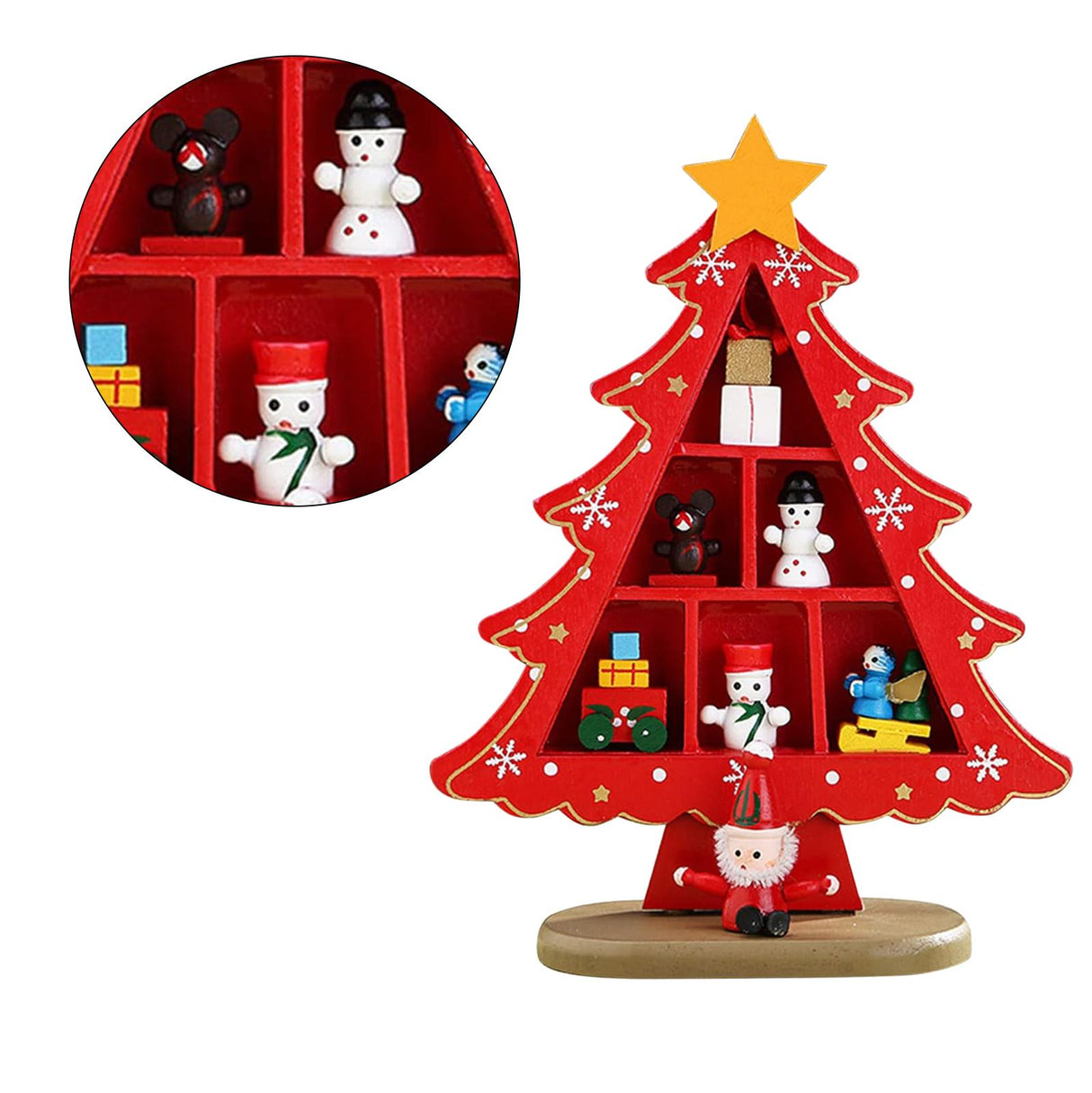 Tabletop Wooden Christmas Tree Exquisite Mini Conveniently Placed Desktop Christmas Tree Decor for Shopping Mall Hotel Christmas Decoration Red