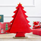 Tabletop Wooden Christmas Tree Exquisite Mini Conveniently Placed Desktop Christmas Tree Decor for Shopping Mall Hotel Christmas Decoration Red