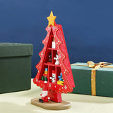 Tabletop Wooden Christmas Tree Exquisite Mini Conveniently Placed Desktop Christmas Tree Decor for Shopping Mall Hotel Christmas Decoration Red