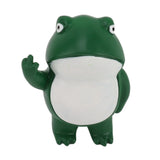 Rebellious Frog Figurine Middle Finger Frog Resin Ornament Frog Craft Decoration Sculpture for Home Office Desktop - Front View