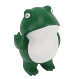 Rebellious Frog Figurine Middle Finger Frog Resin Ornament Frog Craft Decoration Sculpture for Home Office Desktop - Top-Down View