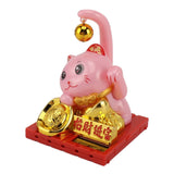 Arm Waving Fortune Cat Solar Powered Light Induction Lucky Cat Decoration for Desks Windows Car Dashboards Pink Large