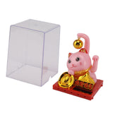 Arm Waving Fortune Cat Solar Powered Light Induction Lucky Cat Decoration for Desks Windows Car Dashboards Pink Small