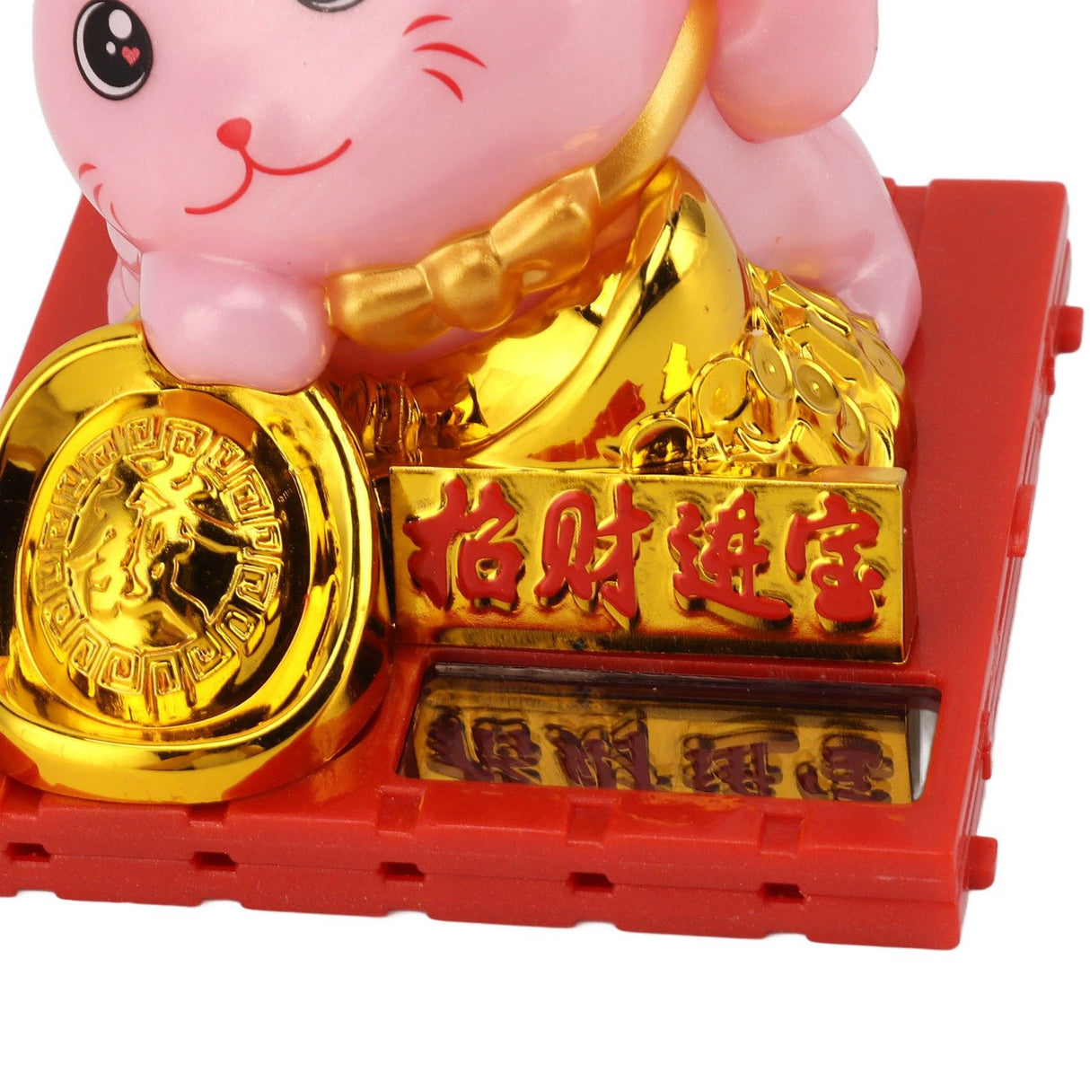 Arm Waving Fortune Cat Solar Powered Light Induction Lucky Cat Decoration for Desks Windows Car Dashboards Pink Small