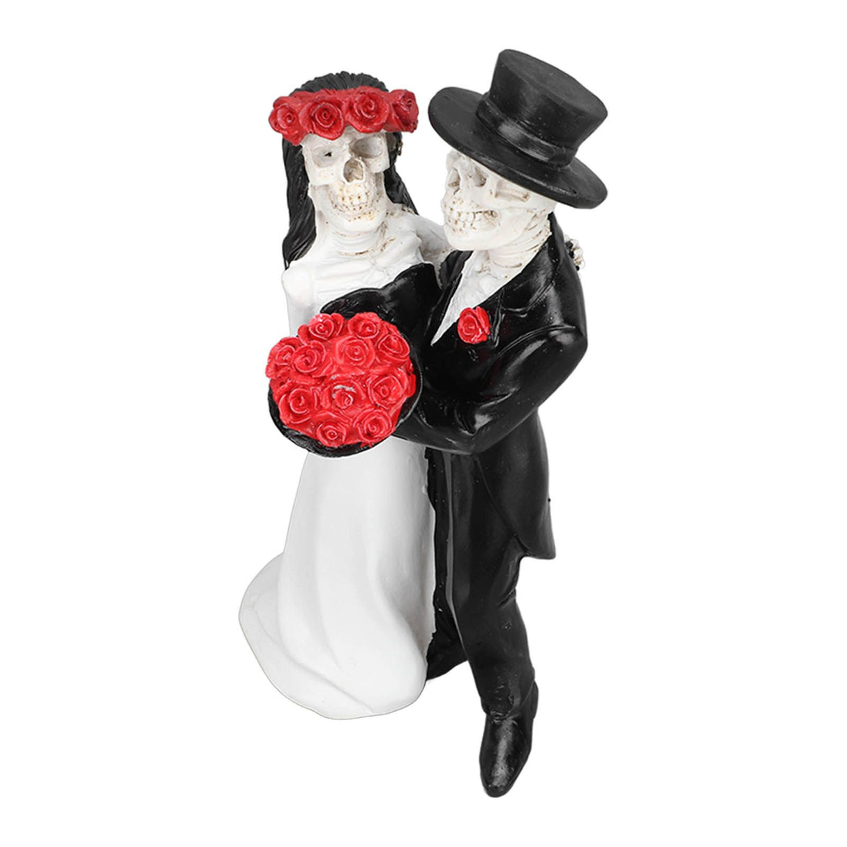 Skeleton Wedding Couple Statue Day of The Dead Dancing Skeleton Couple Halloween Romantic Wedding Bride Groom Figurine Resin