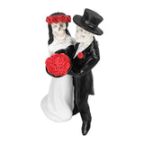 Skeleton Wedding Couple Statue Day of The Dead Dancing Skeleton Couple Halloween Romantic Wedding Bride Groom Figurine Resin