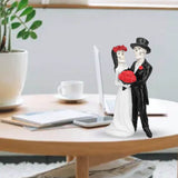 Skeleton Wedding Couple Statue Day of The Dead Dancing Skeleton Couple Halloween Romantic Wedding Bride Groom Figurine Resin - Extra Image