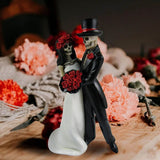 Skeleton Wedding Couple Statue Day of The Dead Dancing Skeleton Couple Halloween Romantic Wedding Bride Groom Figurine Resin - Extra Image