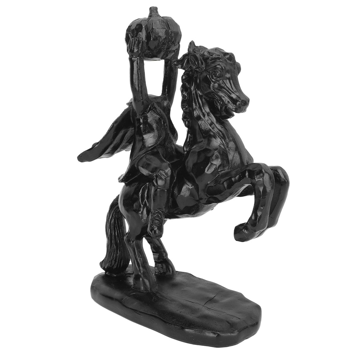 22cm Height Headless Horseman Statue with Pumpkin Horror Headless Horseman Halloween Decor Sculpture Handmade Resin All Black